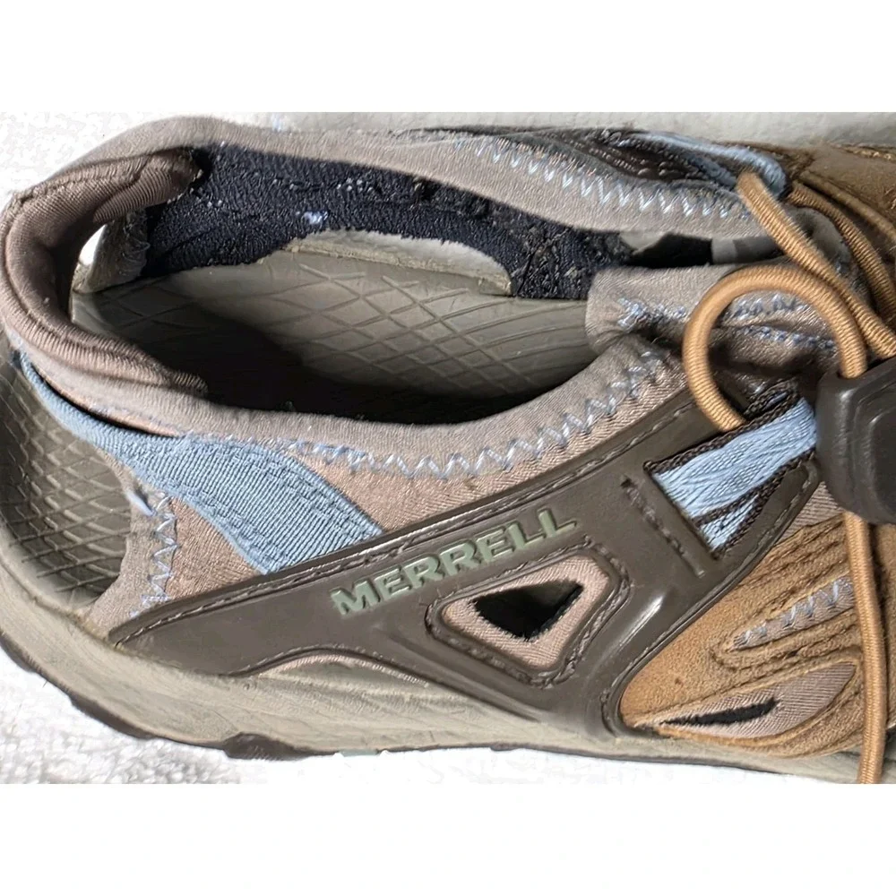 Merrell Womens Size 8 Brown Sugar Blue Heaven Unifly Hiking Trail Sandal Vibram